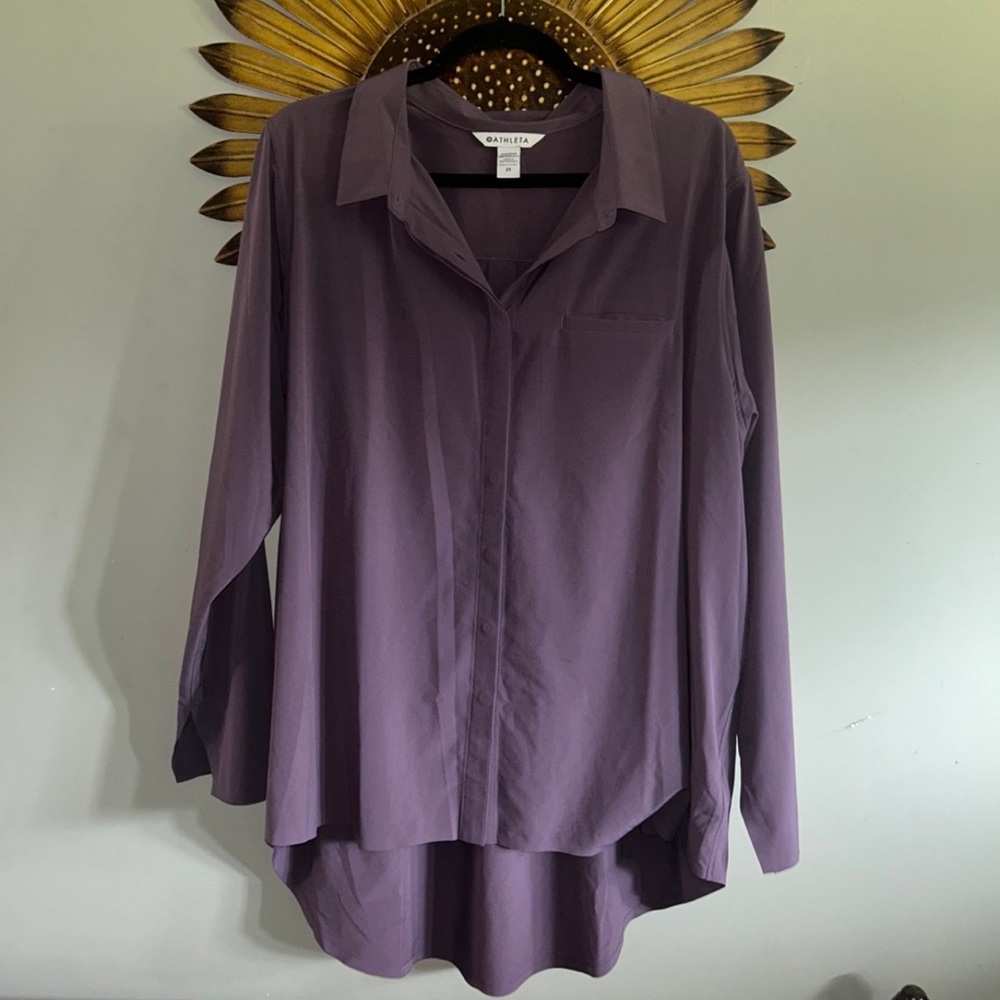 Athleta | Urbanite Top Long Sleeve Button Down Purple Relaxed Fit 2X